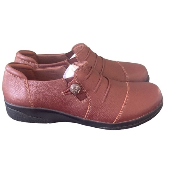 Clark's Brown Cheyn Inca Mohagany Leather Cushioned Slip On Loafer Size 9.5W - Picture 3 of 10